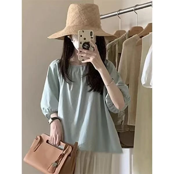 368-385小个子夏季薄款不规则泡泡袖