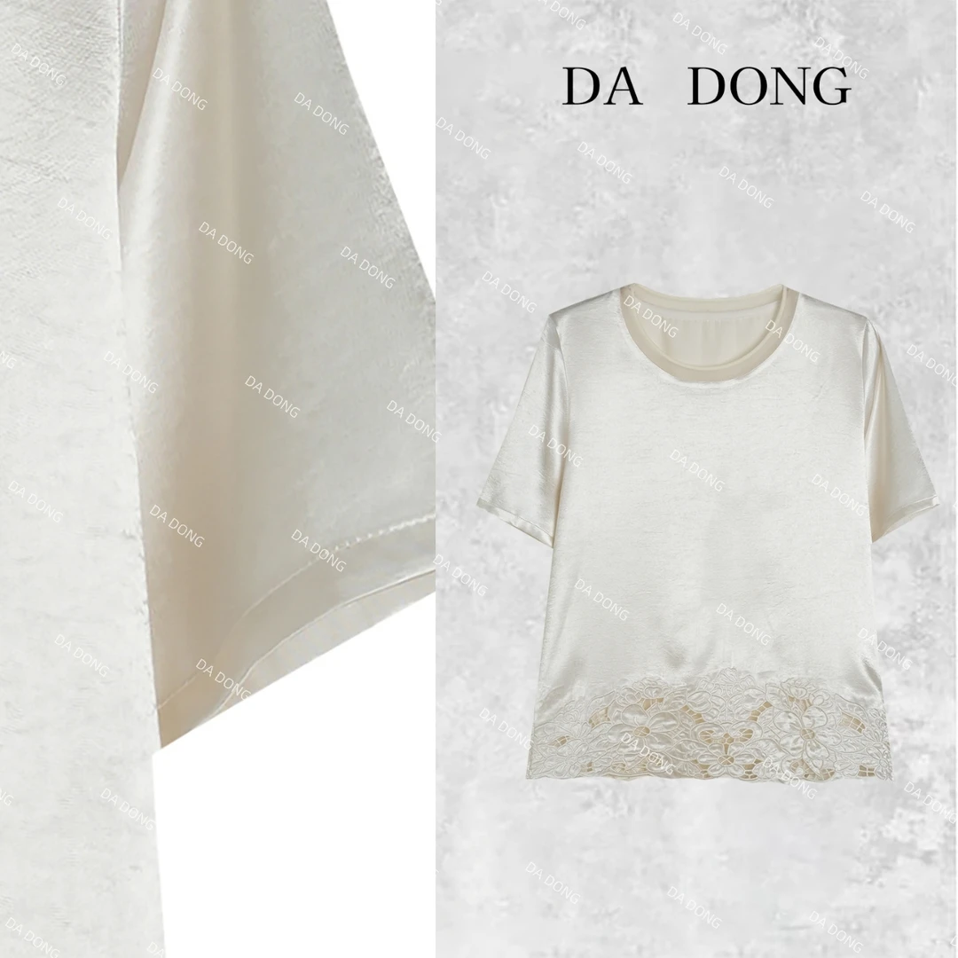 小心机--中式国风气质时尚百搭夏季镂空圆领提花轻奢舒适宽松短袖