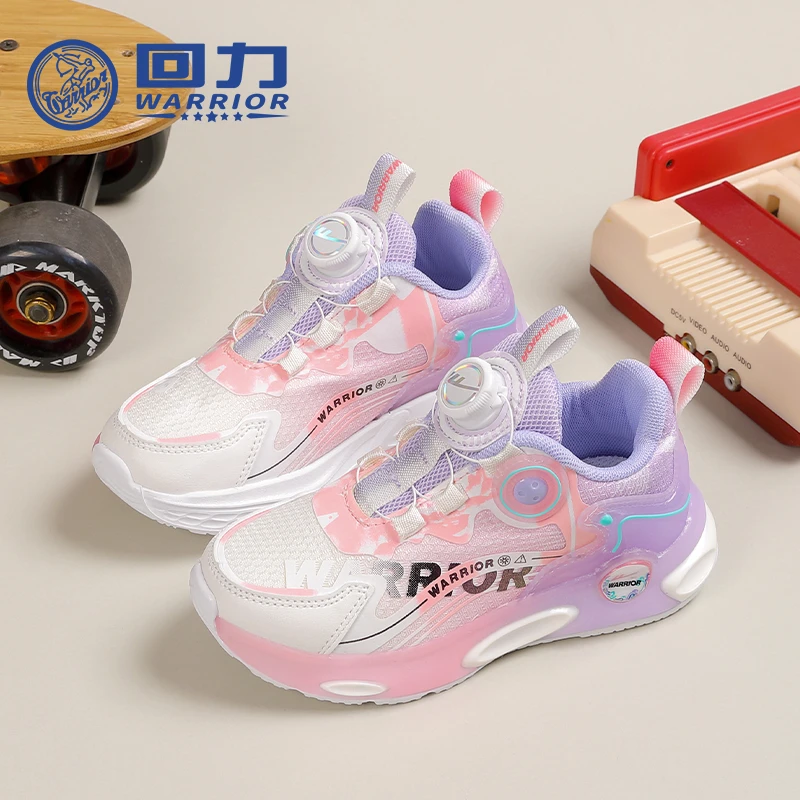 回力童鞋2025春季新款女童运动鞋网面透气旋纽扣儿童鞋子女孩373T