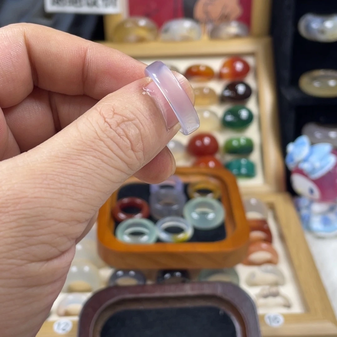 玛瑙/玉髓未镶嵌戒指港14直径17原切