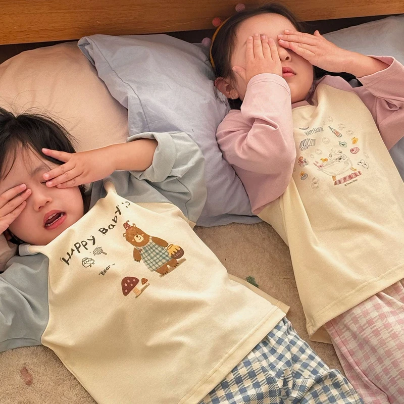【糯七】儿童宽版套装百百棉A类儿童睡衣家居服