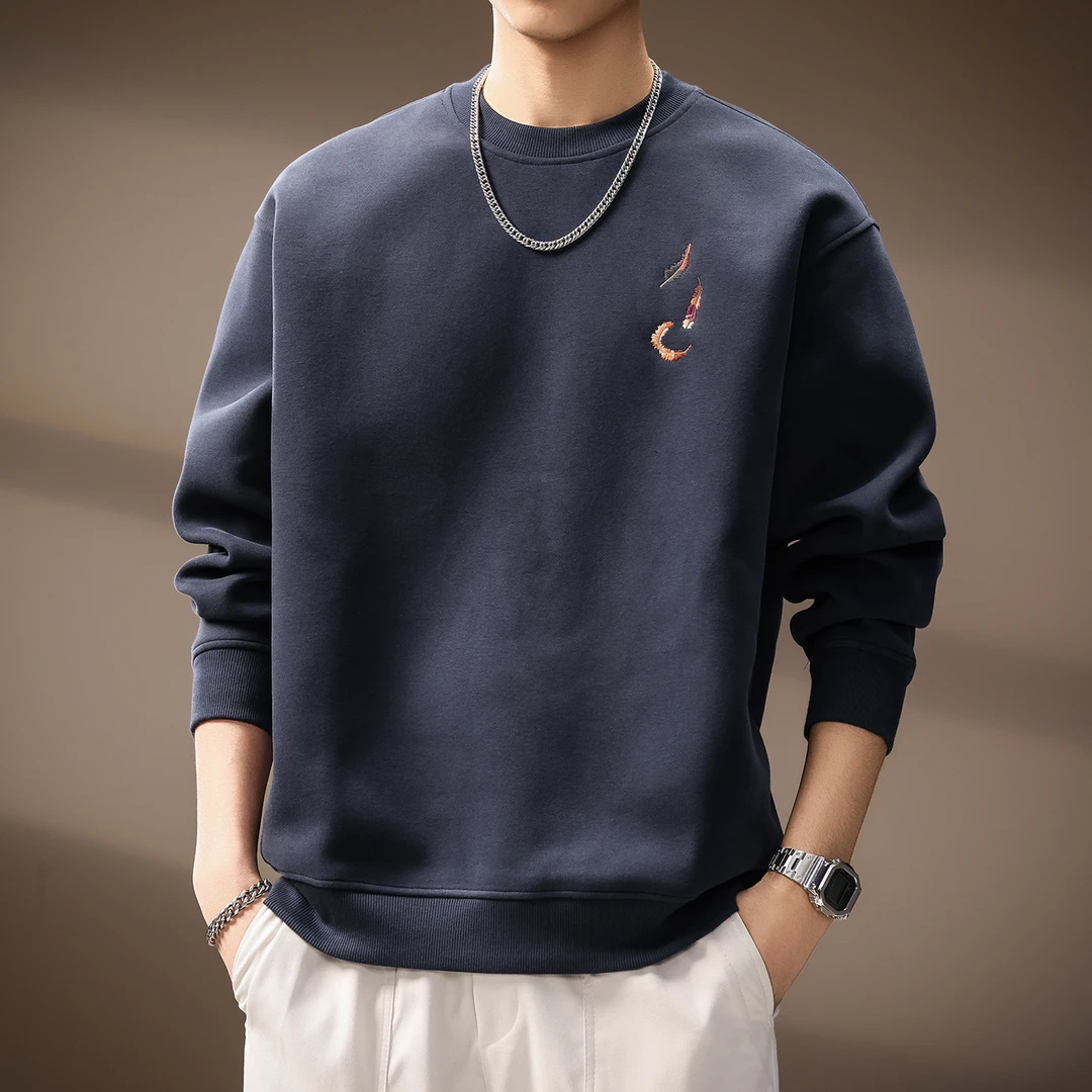 MR.MUDI/穆迪先生高端美式重磅简约刺绣卫衣男秋季新款休闲宽松