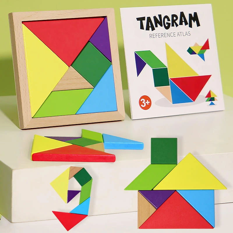 木质七巧板小学生专用一年级教具儿童智力磁力拼图下册幼儿园玩具