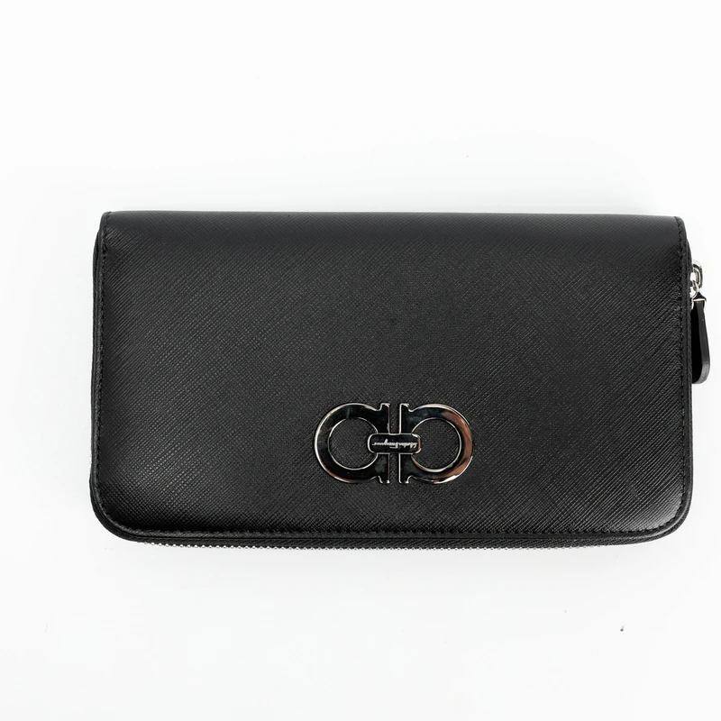 FERRAGAMO/菲拉格慕 男士经典黑扣真皮钱包22B3000474144