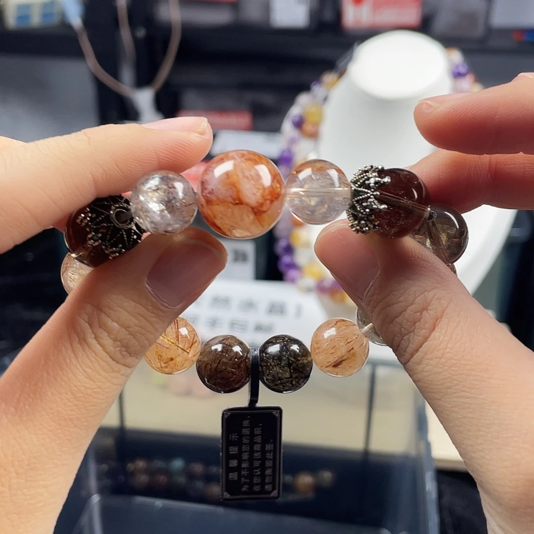 烟晶银S925镶嵌手链