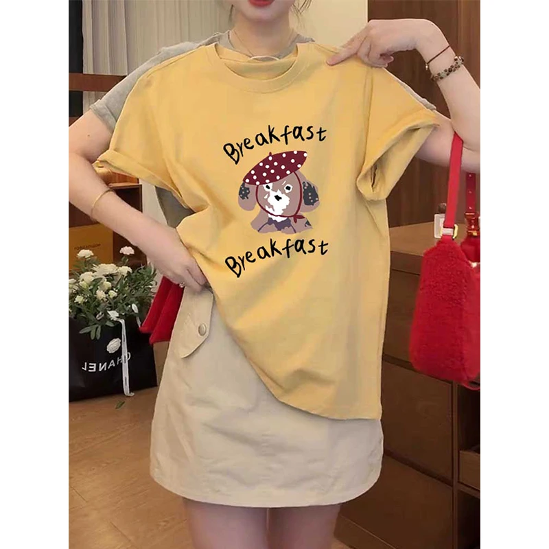 小众设计感正肩圆领短袖t恤女时尚百搭洋气芒果黄色上衣打底衫夏