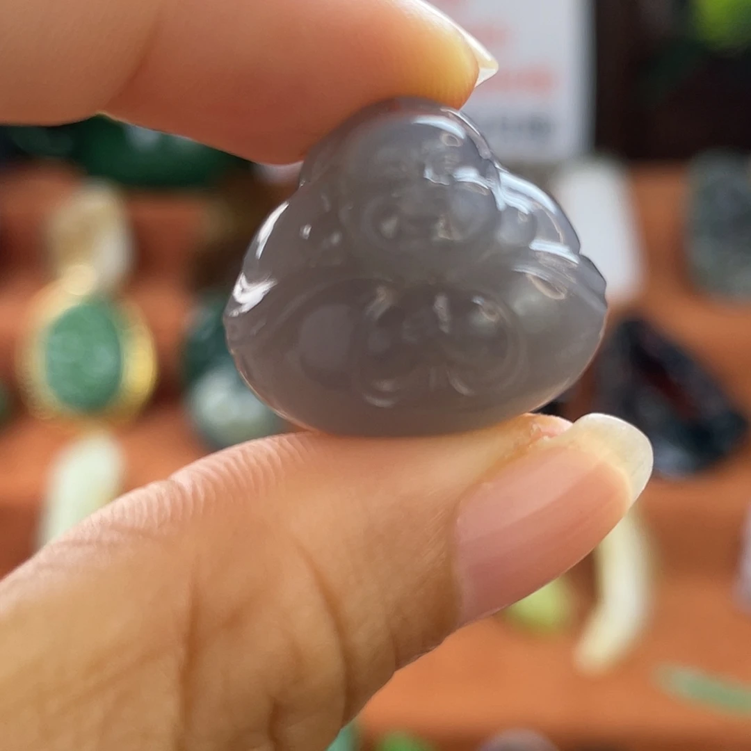 和田玉未镶嵌颈饰青海冰紫宝宝佛