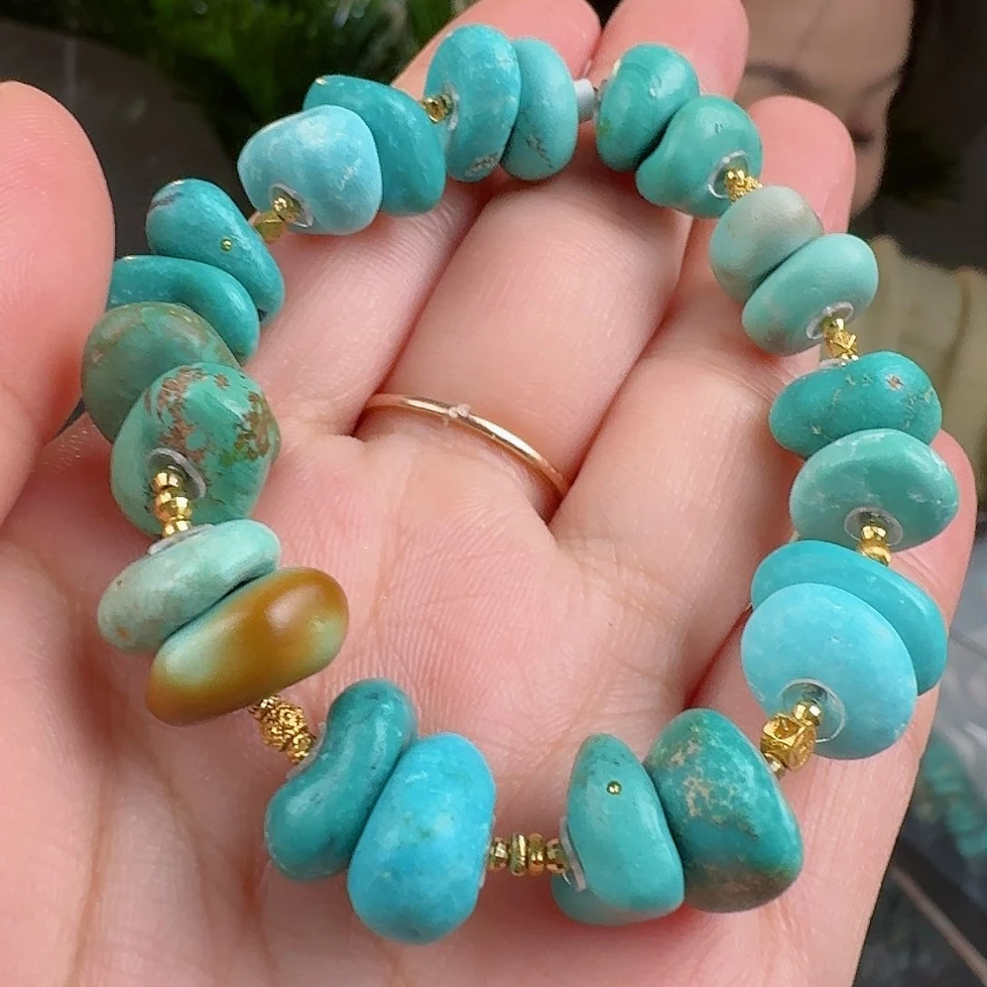 绿松石珠宝奇石18K金镶嵌
