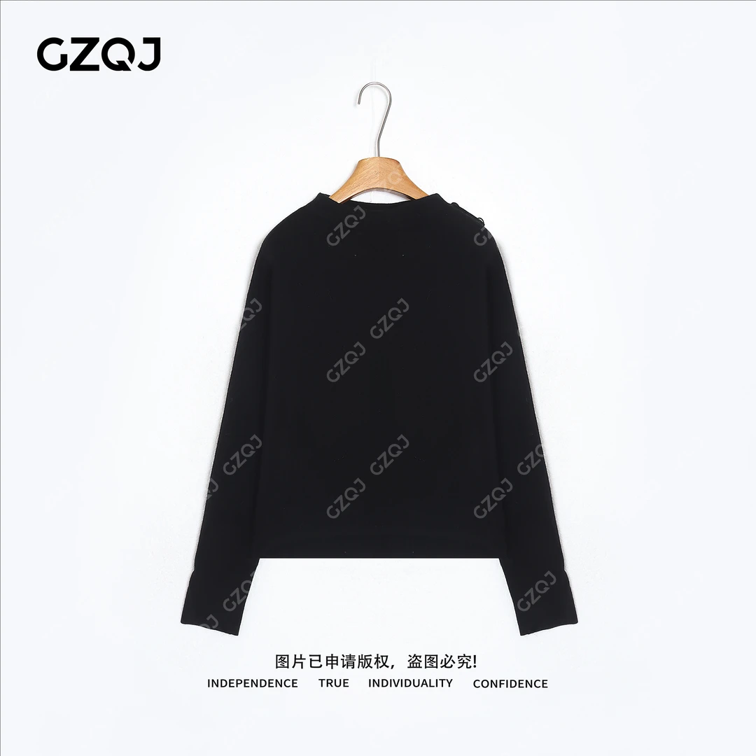老琴私服【未央织语】琥珀流光风设计感100羊毛套头针织衫毛衣9979