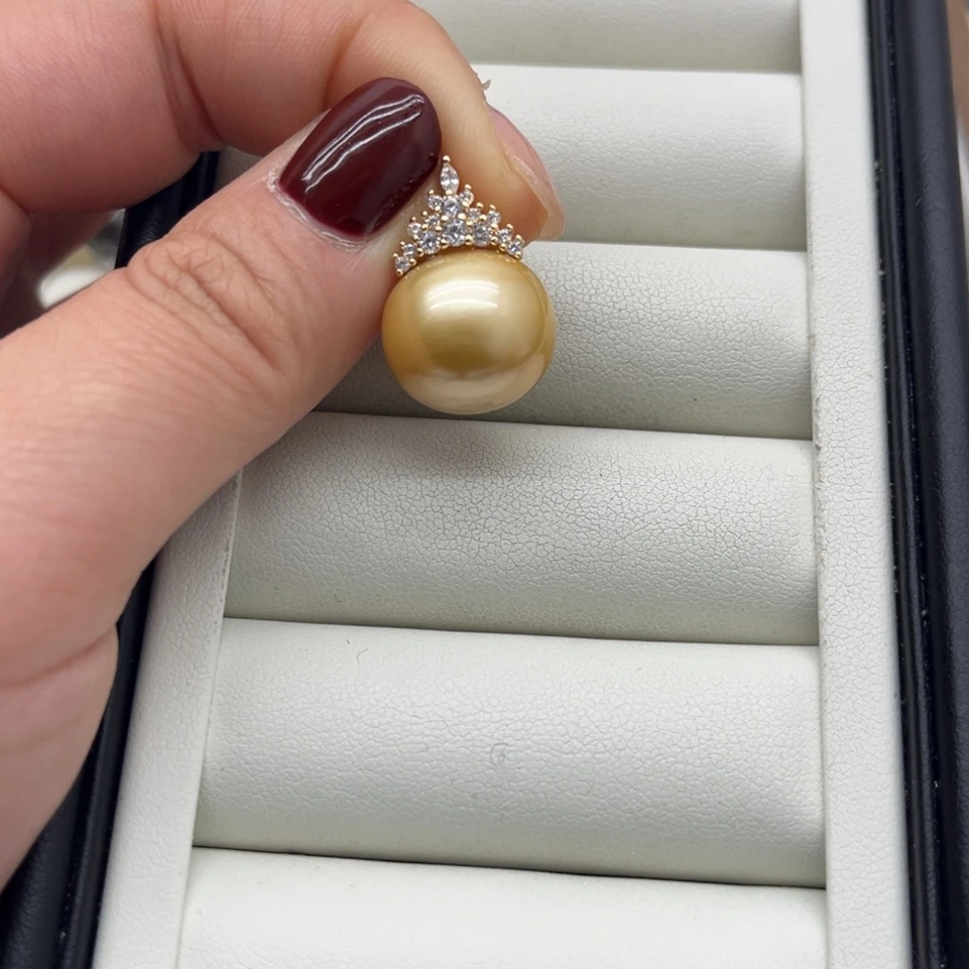 银S925镶嵌海水珍珠吊坠(不含链)