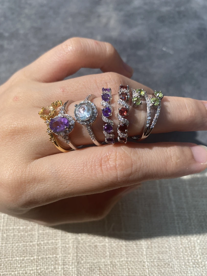 水晶戒指银戒指镶嵌多样性发一