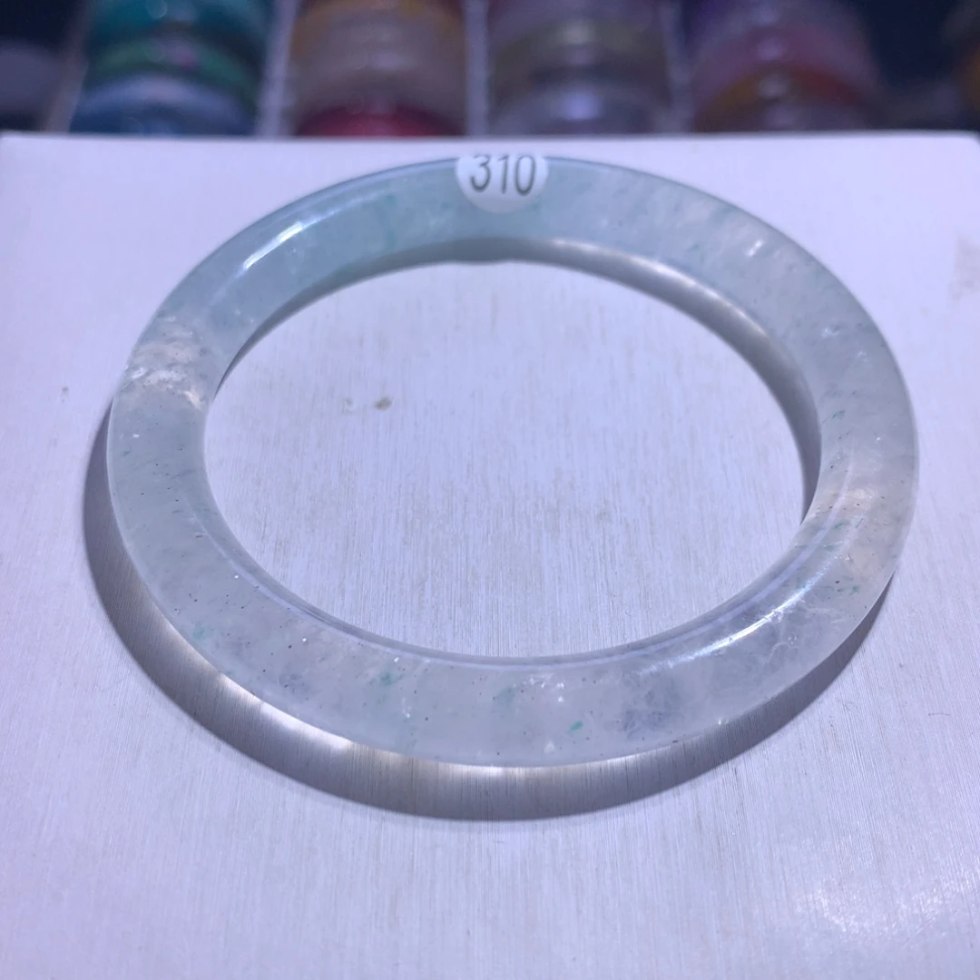 水晶手镯银S925镶嵌绿云母59圈310