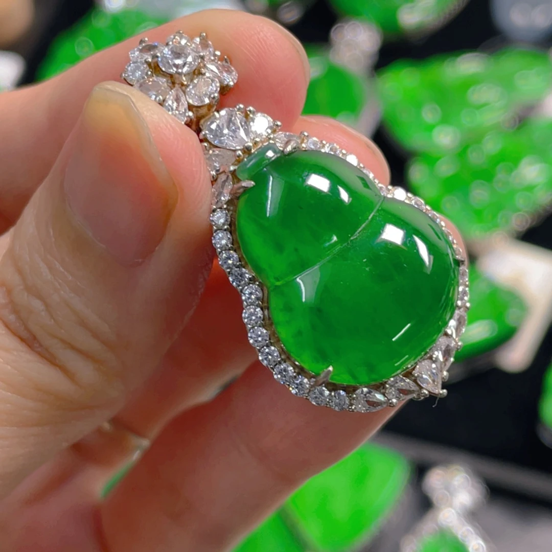 翡翠银S925镶嵌吊坠(不含链)