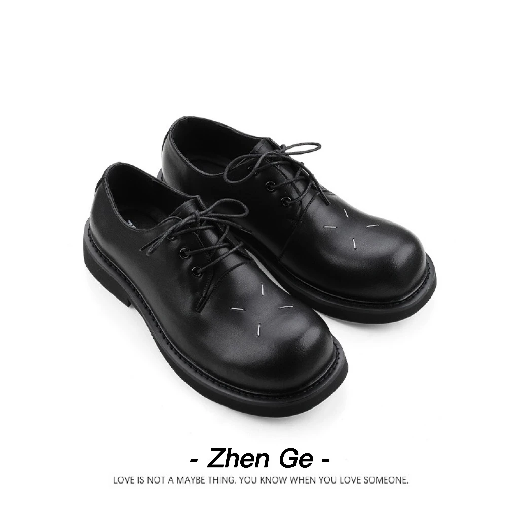 ZG严选（圆头 德比鞋）ins时髦低帮小众休闲系带百搭时尚德比鞋