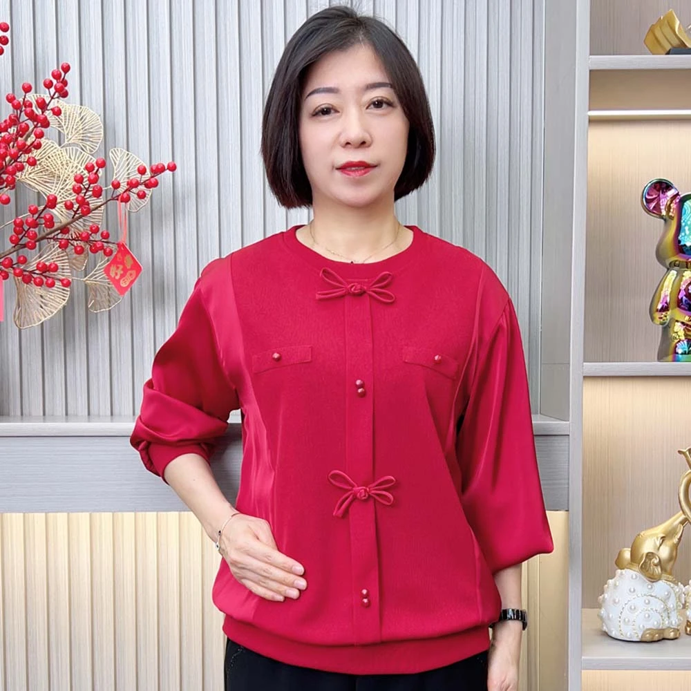 2025春季新款时尚洋气休闲百搭长袖气质减龄宽松大码中老年妈妈装