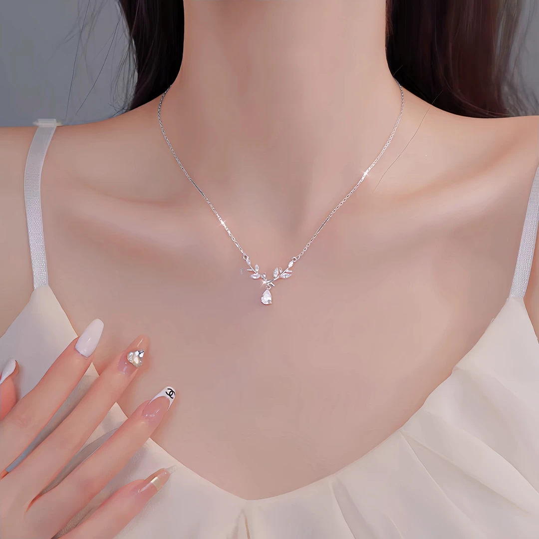 坠链均足银 999纯银月桂女神麦穗项链女2025新款爆款锁骨链送女友