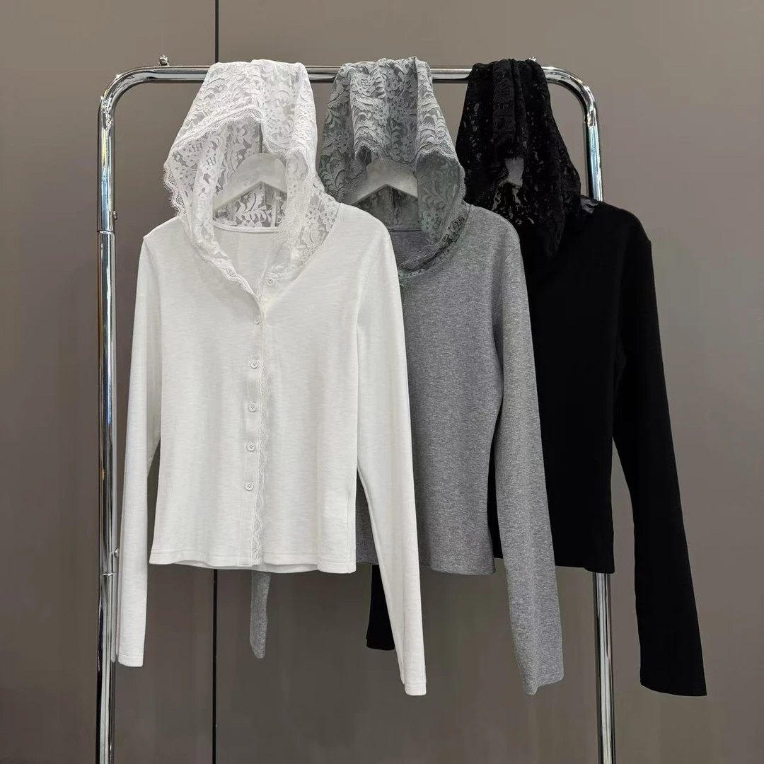 XLJ蕾丝帽打底衫 8826