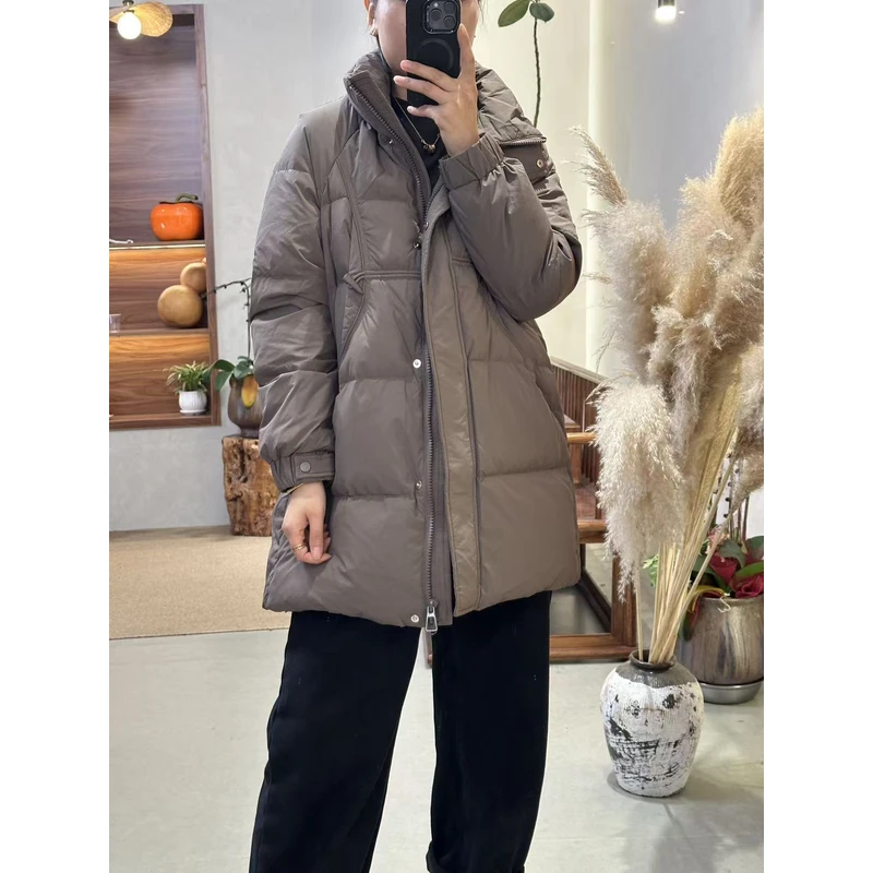 L821-立领女中长款长袖时尚加厚轻柔羽绒服