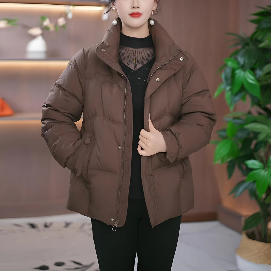 【艾瑞定制】洋气立领羽绒服女冬2024年时尚加厚宽松休闲免洗外套