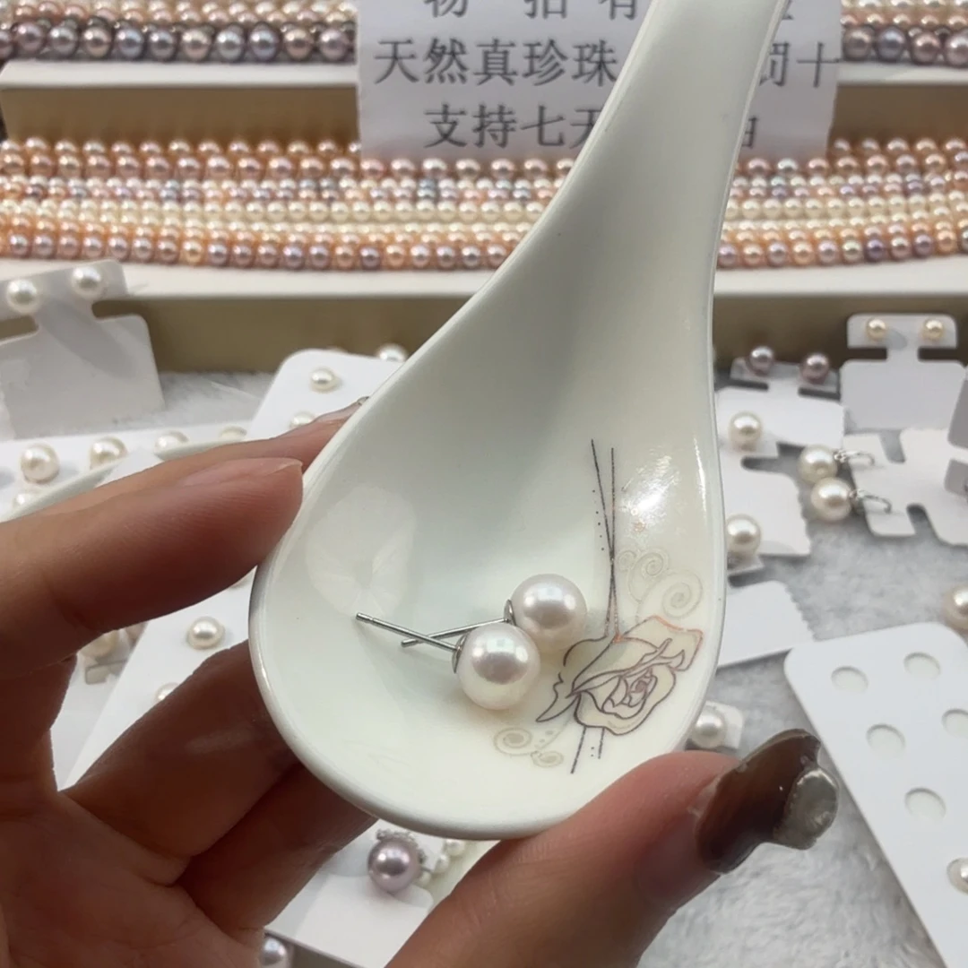 淡水珍珠耳饰银S925镶嵌