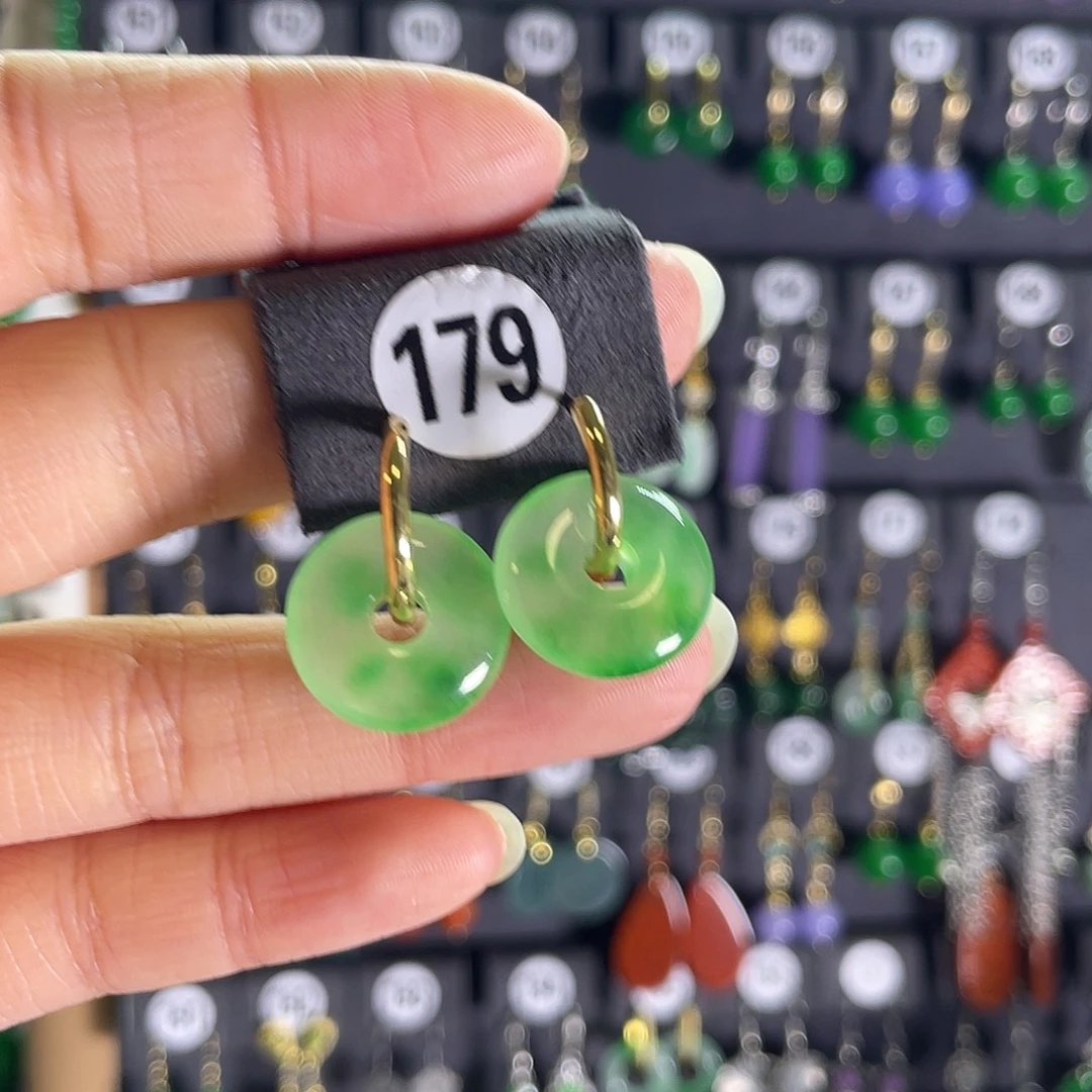 翡翠银S925镶嵌耳饰179