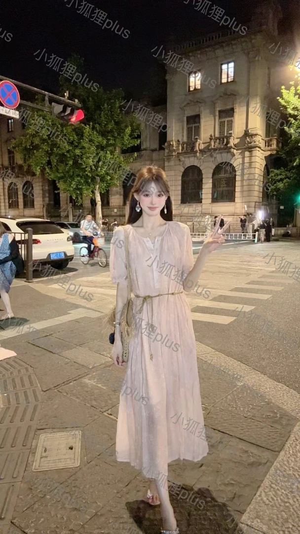 【小狐狸plus】JOANOF 2025气质时尚百搭初恋收腰连衣裙H25W003