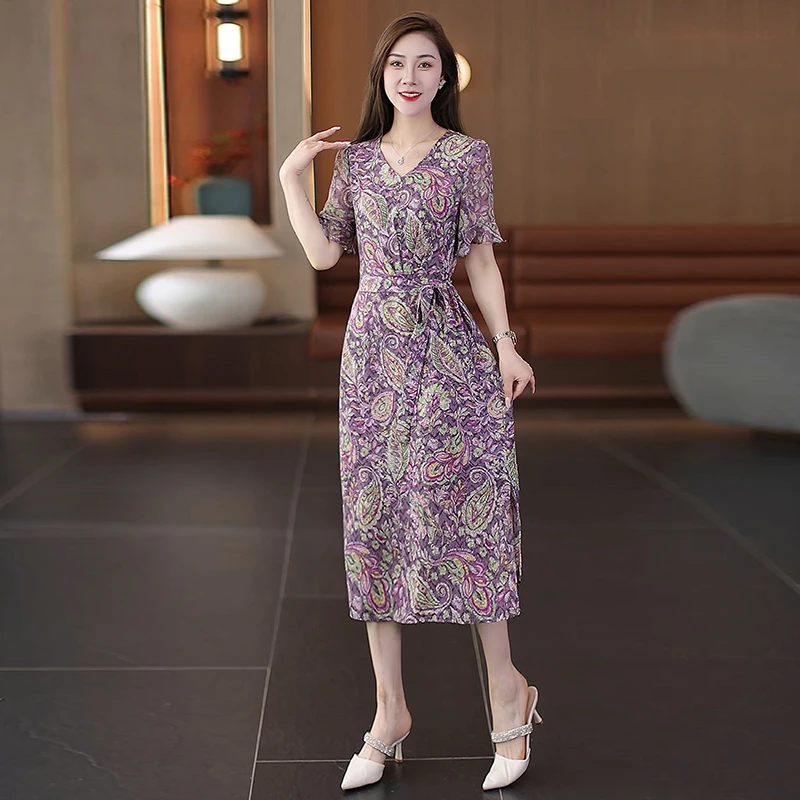 中长款连衣裙休闲显瘦时尚夏季新款2025百搭洋气减龄宽松气质韩版