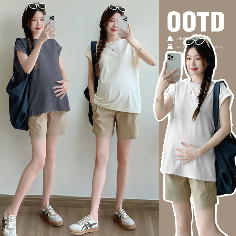 A6孕妇T恤夏季新款韩版宽松休闲时尚孕妇上衣夏天薄款小个子显瘦