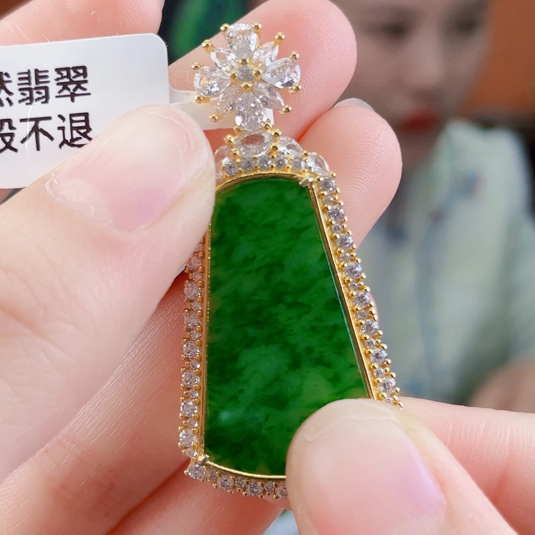 翡翠银S925镶嵌耳饰
