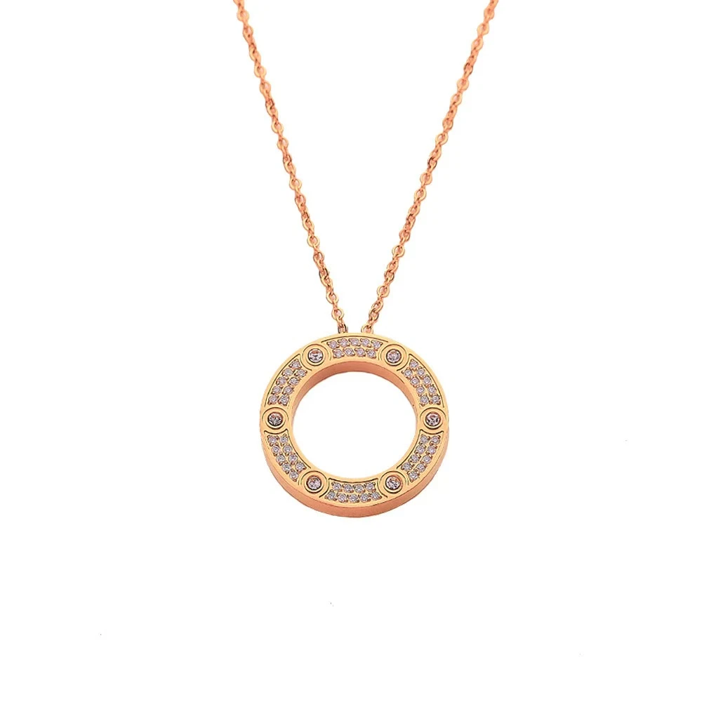 钛钢项链 钛钢高版轻奢项圆牌链气质084百搭