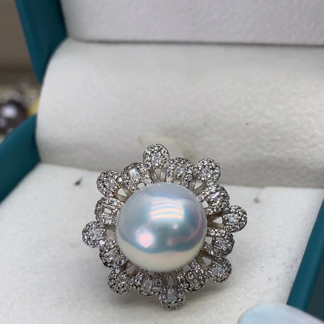 戒指银S925镶嵌淡水珍珠