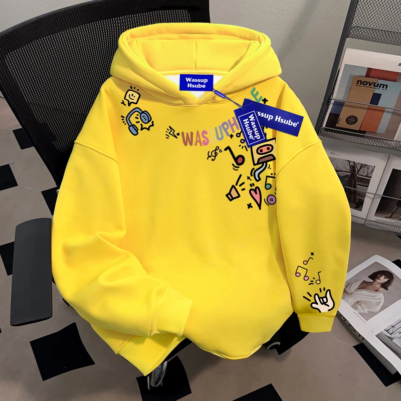WASSUP HSUBE设计感美式潮流套头连帽卫衣秋冬季慵懒宽松chic上衣