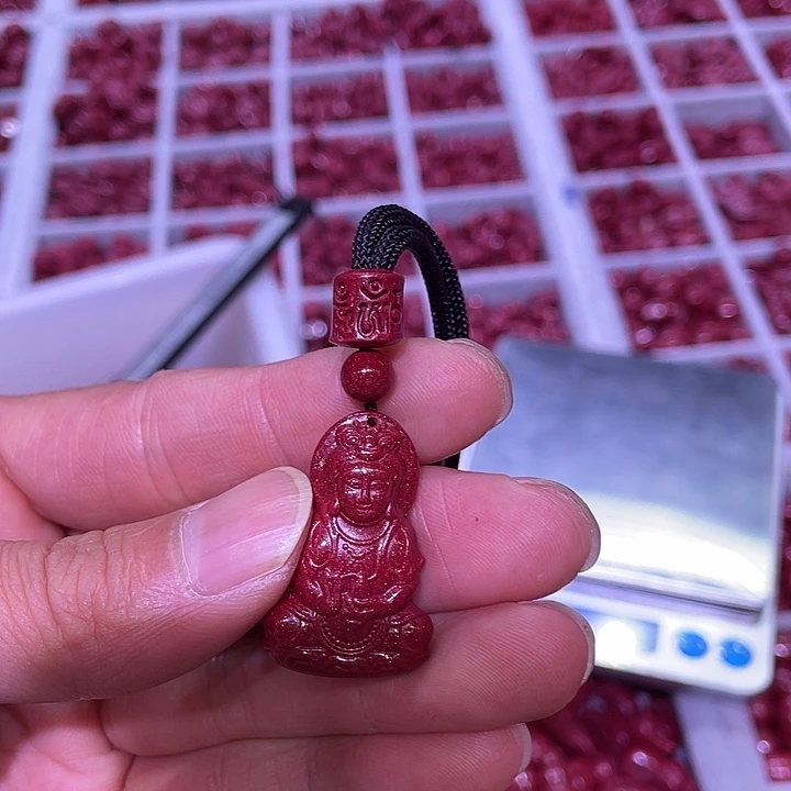 天然辰砂紫金砂小号观音吊坠