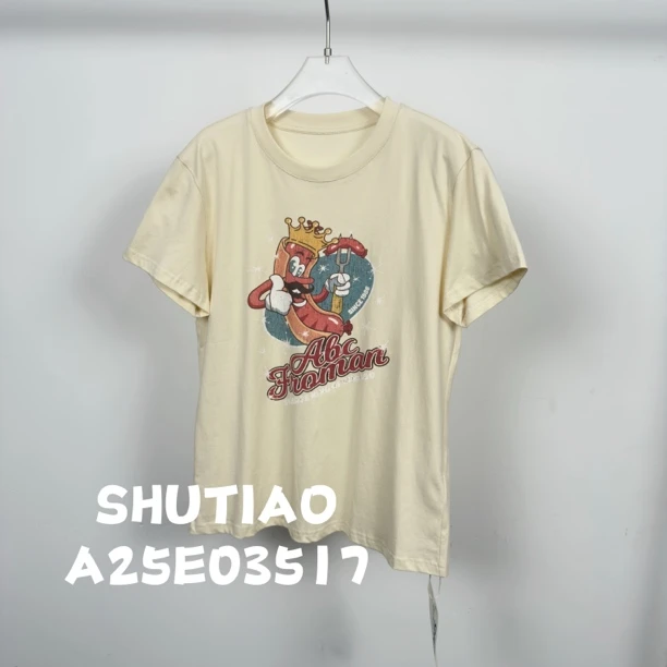 【SHUTIAO】2025夏季：新款小众设计款T恤A25E03517