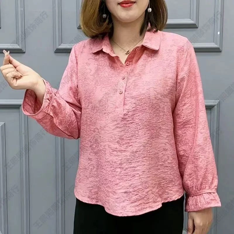 J041新款装长袖衬衣百搭气质复古遮肉显瘦洋气提花文艺上衣女
