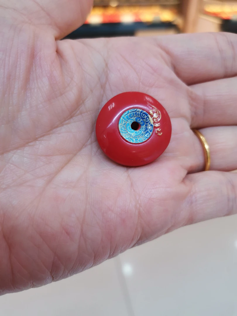 含辰砂工艺品帝王砂彩绘平安扣