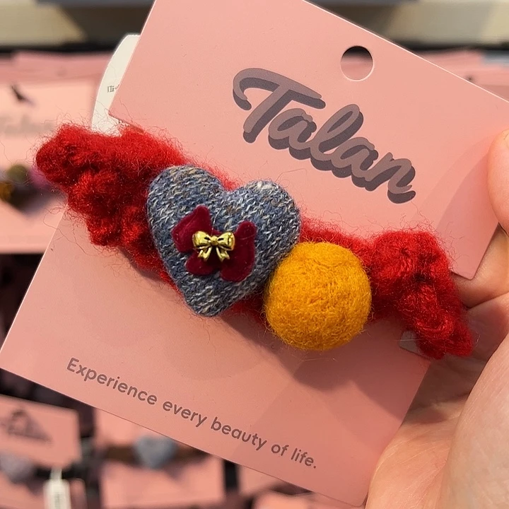 布艺铁合金红色毛线发圈