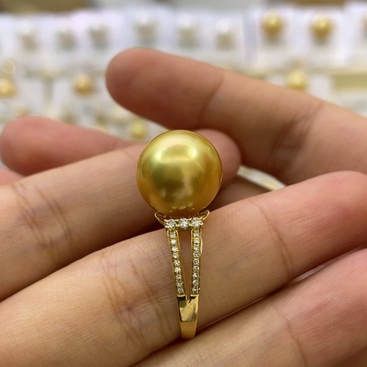 戒圈18K金镶嵌海水珍珠12-13mm