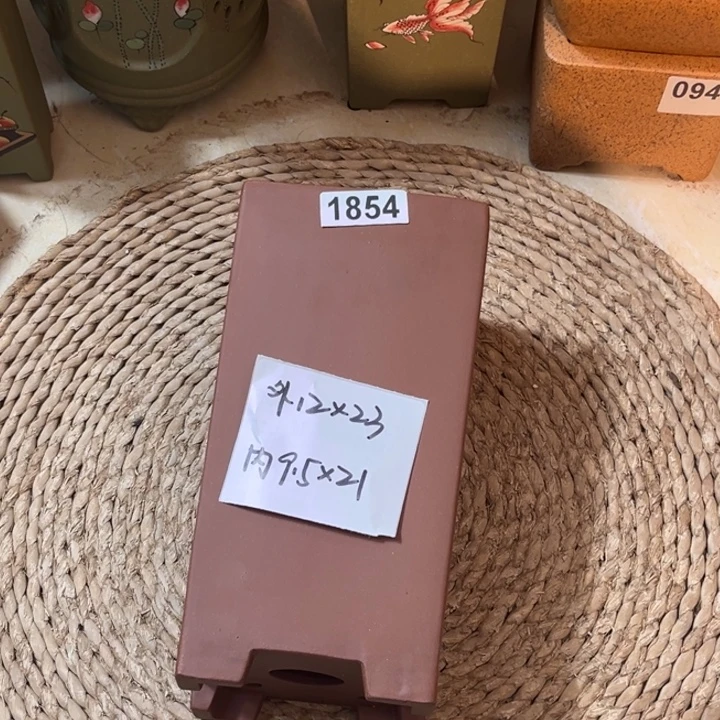 紫砂花盆  紫泥素面直签筒1854