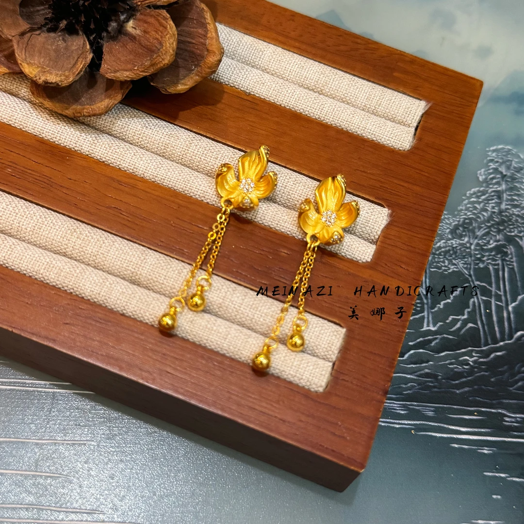 耳饰  MEINA/点钻小花流苏耳环 轻奢时尚百搭复古