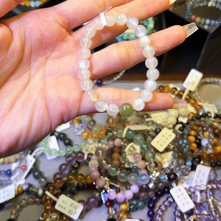 水晶手链银S925镶嵌白月a 4