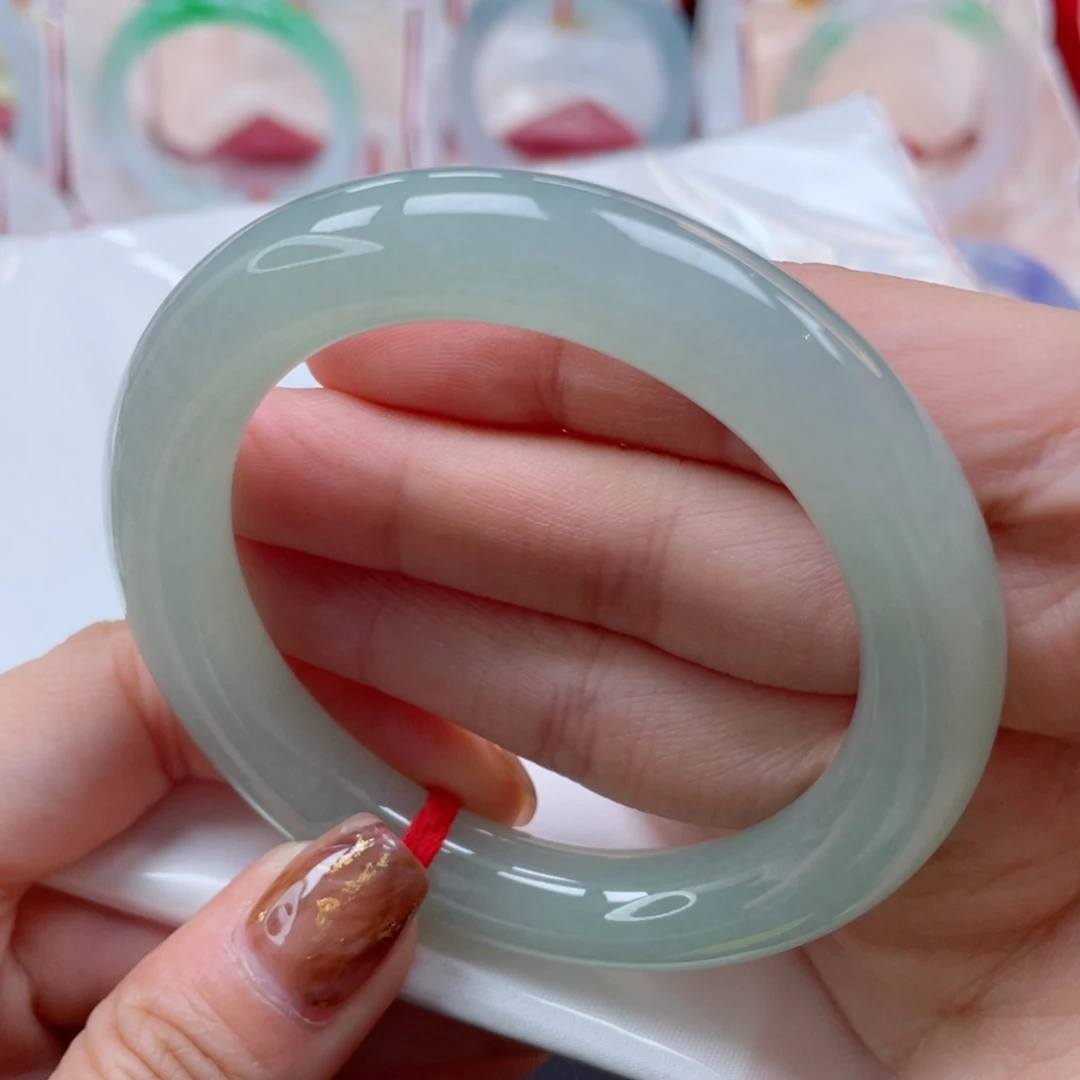 未镶嵌手镯翡翠53.5圆条 冰糖雪梨肉 完美 4号