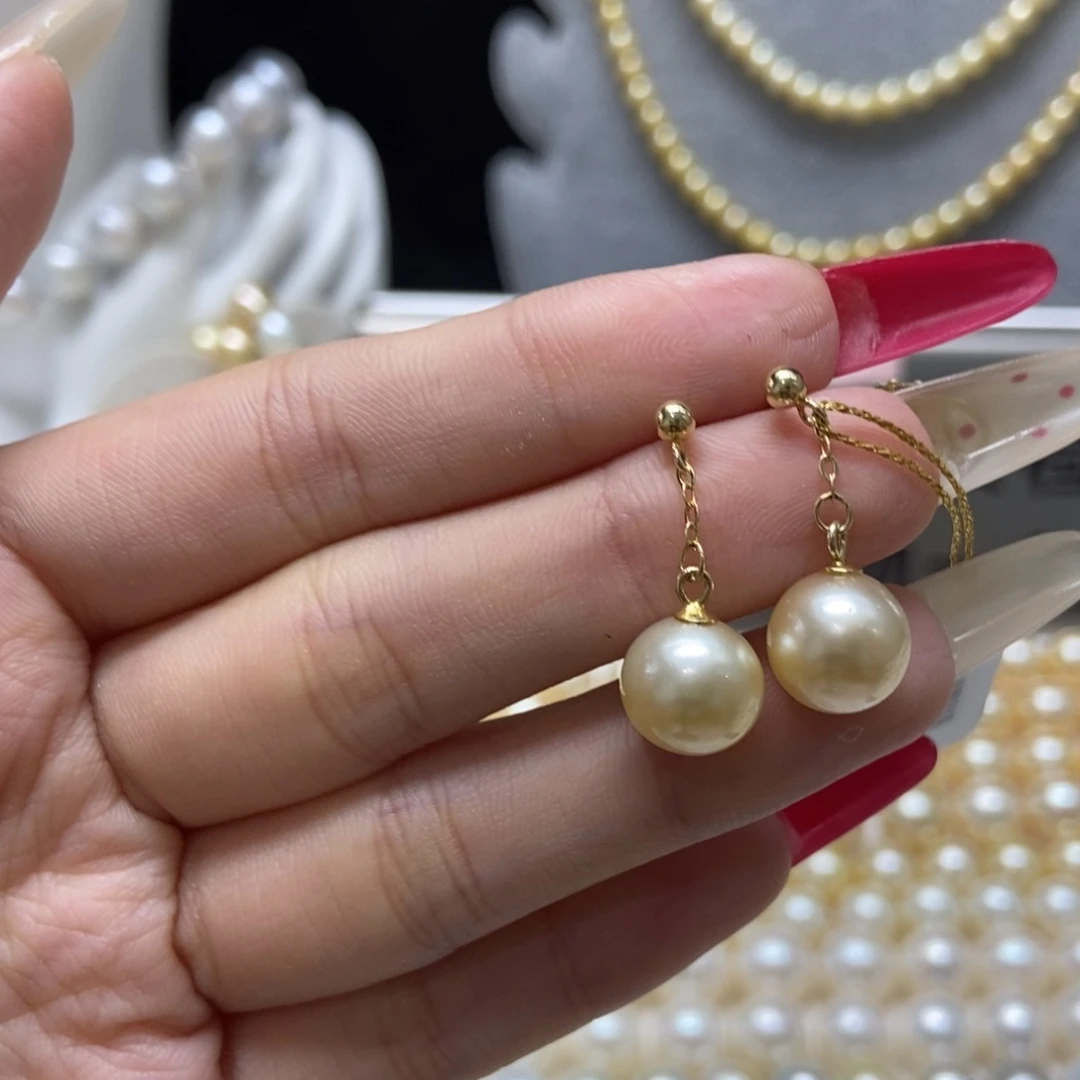 海水珍珠耳饰银S925镶嵌