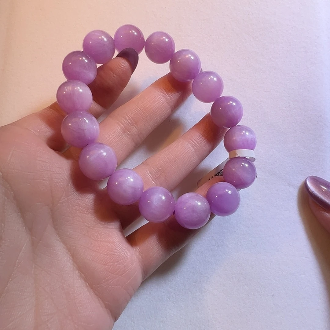 手串未镶嵌锂辉石13咪A+级别冰糯猫眼紫锂辉手串