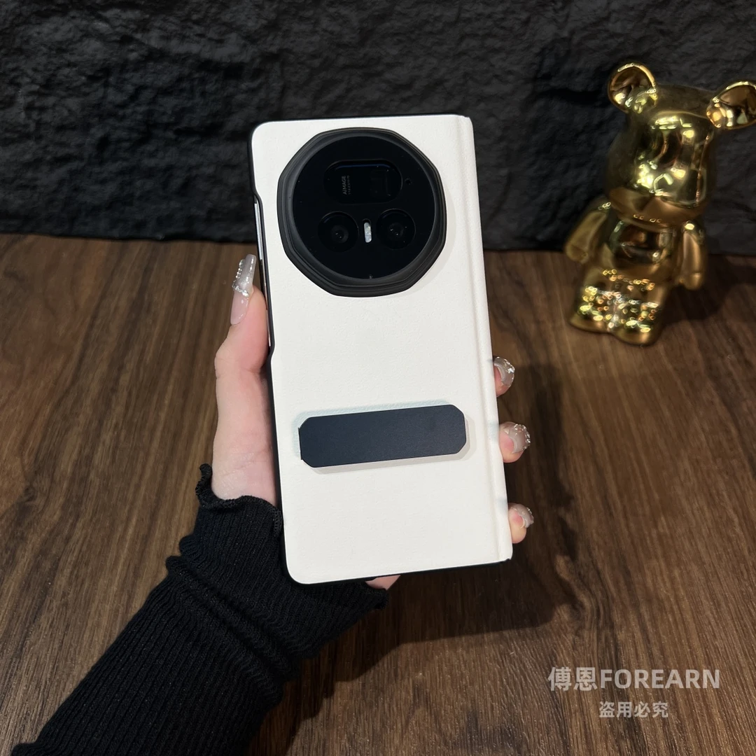 适用于荣耀MagicV5手机壳V5真皮保护套带支架折叠屏新款中轴铰链