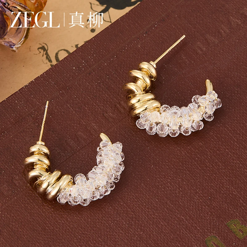 ZEGL 镀K金【白光序曲】C圈耳环气质轻奢时尚百搭小众设计首饰