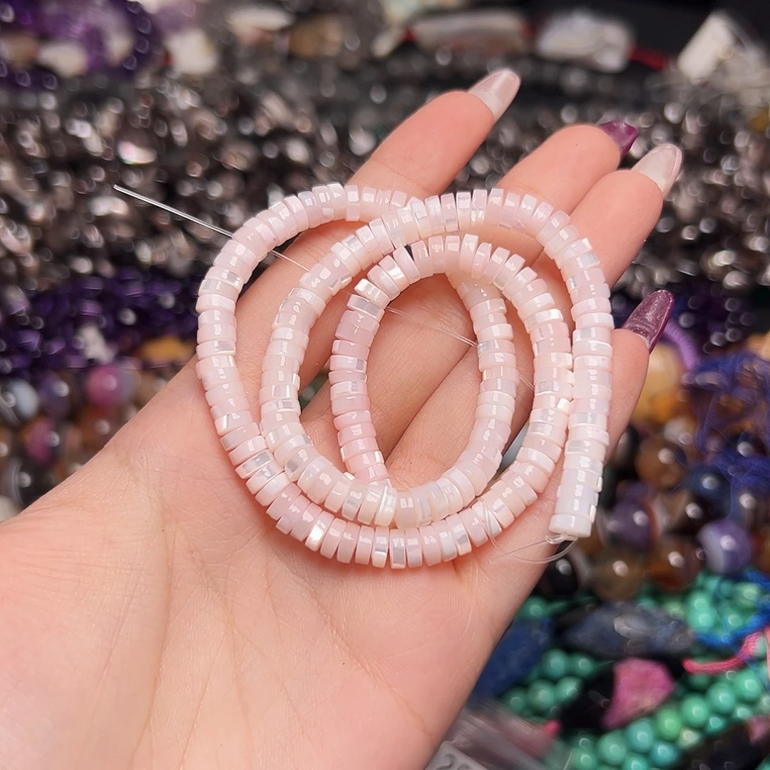 玛瑙/玉髓足银镶嵌珠宝半成品Z493粉贝壳隔片6*2.2mm