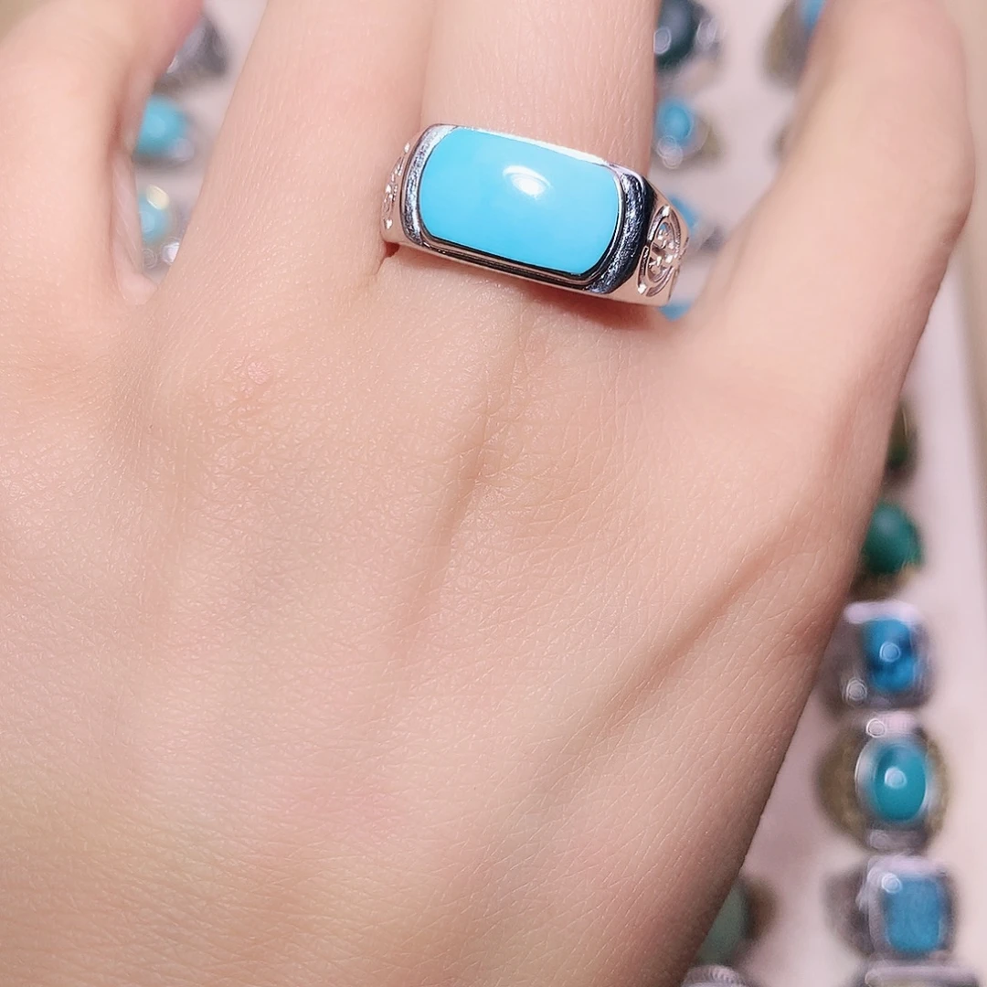 绿松石银S925镶嵌戒指