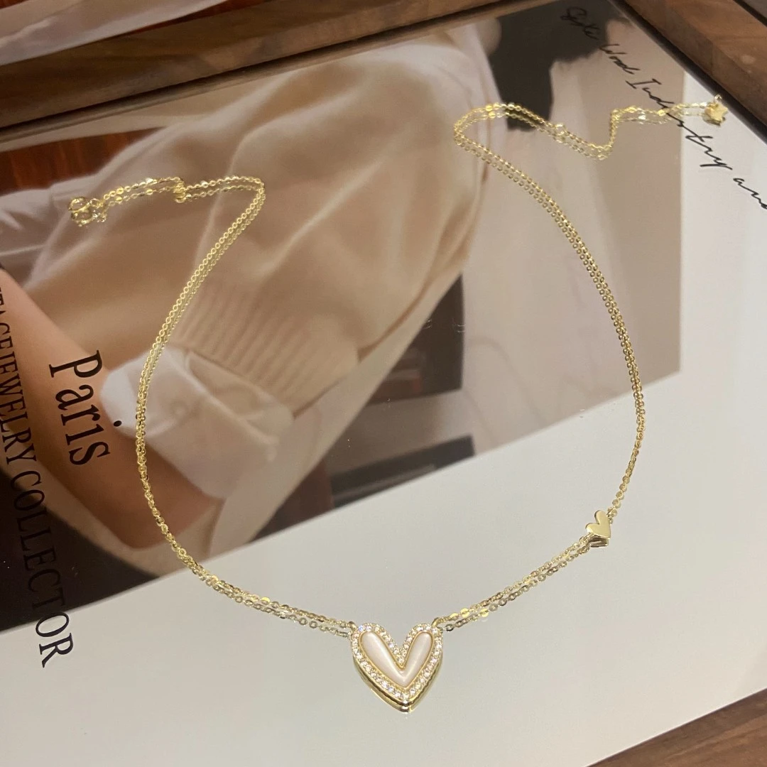 坠链均925银锆石 镀K金  完美恋人爱心  高级感项链X8439