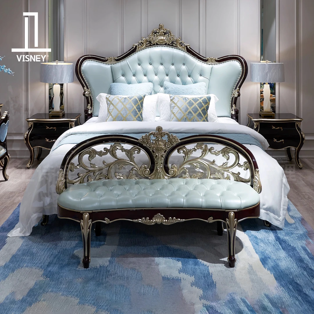 卫诗理Enrico经典意式真皮欧式别墅卧室法式新古典全实木大床EI2